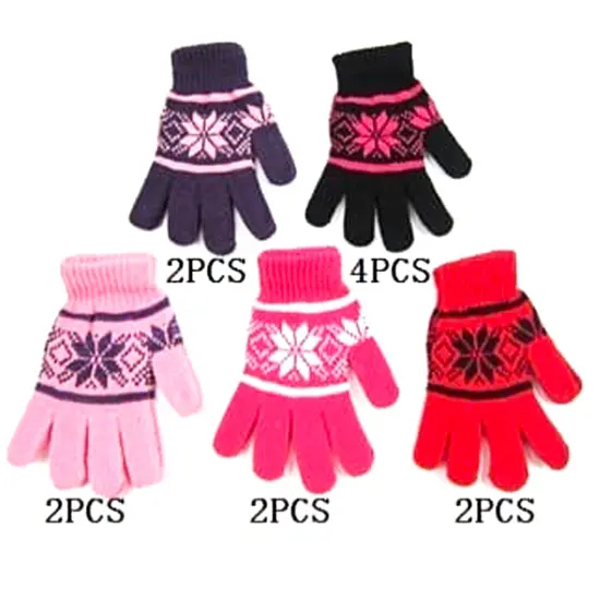 Ladies Patterned Knit Gloves 1 Pair Assorted Color {3}
