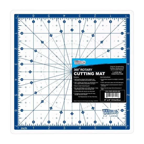 8" x 8" Self-Healing Cutting Mat 7-Ply - Rotary White/Blue Craft Mat, Non-Slip Cutting Mats for Crafts, Sewing, Quilting, Scrapbooking {1}