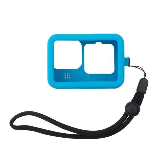 Insten 2 Pack of Silicone Protective Case Compatible with GoPro Hero 9 10 with Lanyard and Lens Cap, Soft Rubber Case, Black & Blue Multicolor {4}