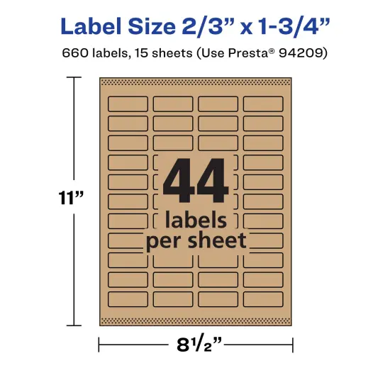 Avery Kraft Brown Rectangle Labels with Sure Feed, 2/3" x 1-3/4" {5}