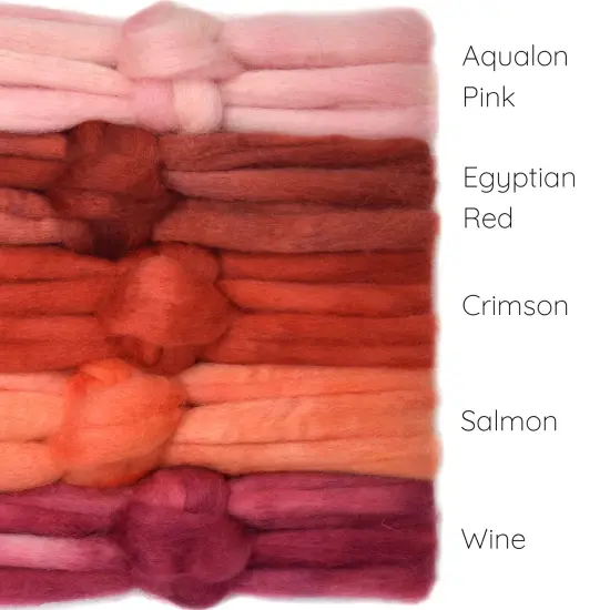 5oz BFL Hand Dyed Fiber - Soft Lustrous Wool Top Roving Pre-Drafted for Hand or Wheel Spinning, Felting, Blending, Weaving, and Crafts Red Fire {3}