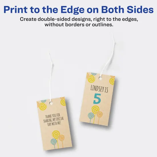 Avery Kraft Brown Rectangle Tags with Sure Feed Technology, 2" x 3.5", Laser/Inkjet, 64 Printable Tags with Strings Included, Also Great for Gift Tags and Favor Tags (80517) {3}