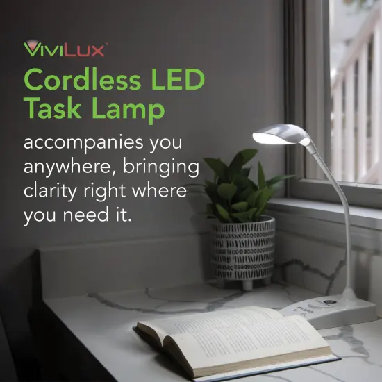 goLightly by ViviLux LED Rechargeable Desk Lamp with Wireless Charging Port, 20 Hour Battery, Portable Task Lighting for Crafts, Sewing & Study {2}