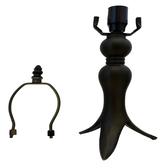 Clusiana Metal Lamp Base, Antique Bronze Finish With Gold Highlights, Nicely Weighted, 15" Tall {4}