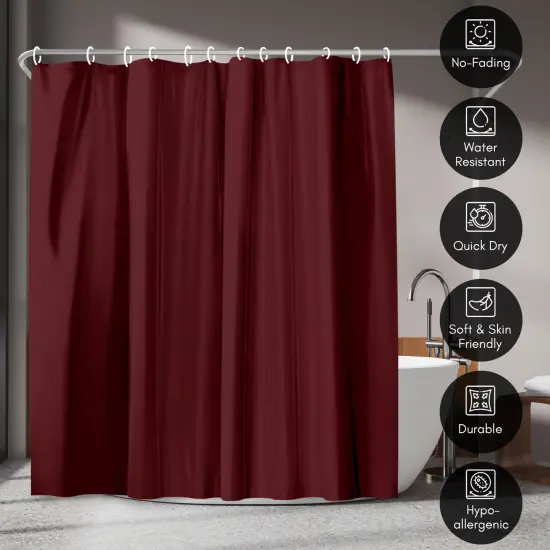 Americanflat 71x74 Solid Burgundy Shower Curtain - Water Resistant - Polyester Fabric {4}