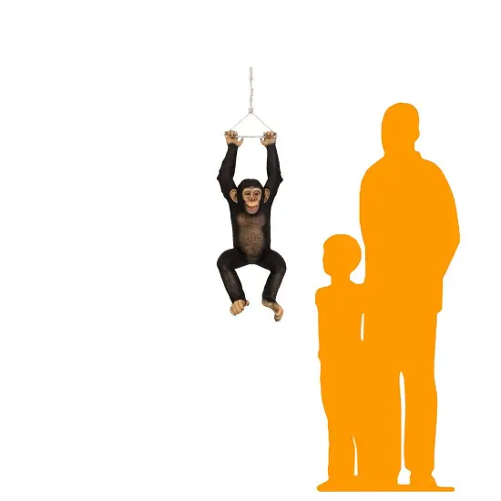 Monkey Chimpanzee Hanging On Rope Life Size Statue {2}