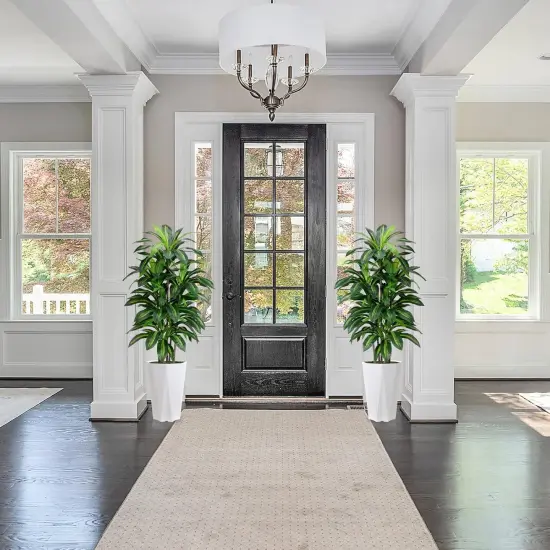 Artificial Dracaena Plant Indoor 5FT Fake Tree with White Diamond Planter Faux Yucca Tall Fake Floor Plant in Pot Artificial Trees for Home Office Living Room Decor Indoor {3}