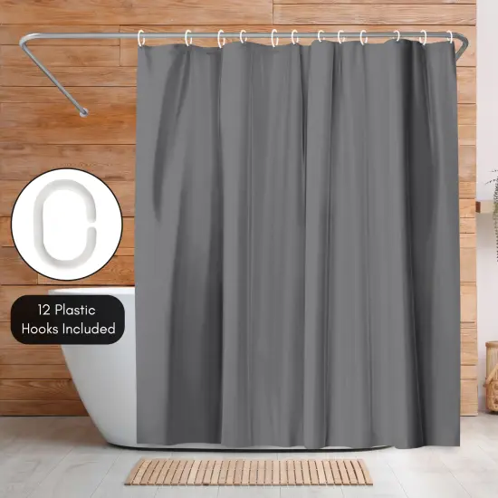 Americanflat 71x74 Solid Grey Shower Curtain - Water Resistant - Polyester Fabric {5}