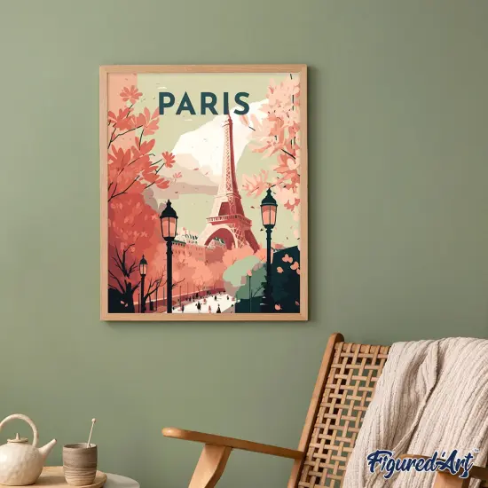Figured'Art Paint by Numbers for Adults Travel Poster Paris 2 16"x20" - Craft Art Painting DIY Kit Rolled Canvas Without Frame {4}