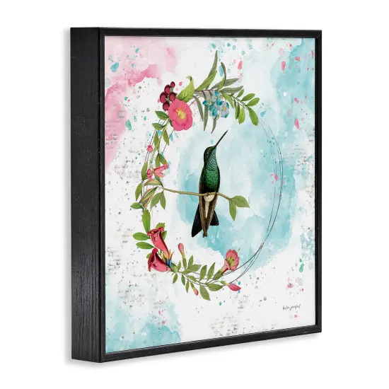 Stupell Industries Hummingbird within Wreath Framed Giclee Wall Art Design by Katie Pertiet {3}