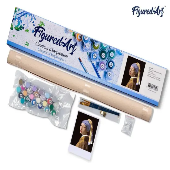 Figured'Art Paint by Numbers for Adults Vermeer Girl with the Pearl 16"x20" - Craft Art Painting DIY Kit Rolled Canvas without frame {5}