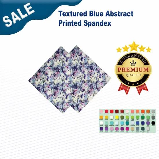 Textured Blue Abstract Printed Spandex {1}
