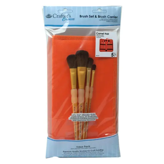 RCC-511 | Crafter's Choice&trade; 5pc Camel Hair Orange Keep N' Carry Brush Set {1}