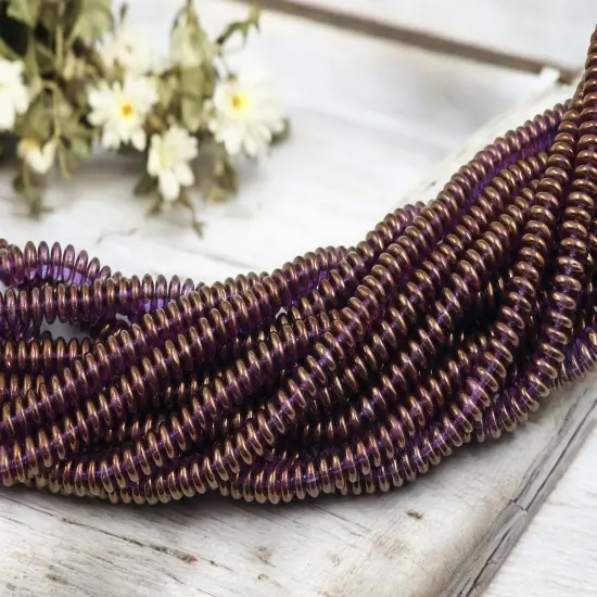 *100* 6mm Gold Lustered Crystal Alexandrite Smooth Rondelle Beads {4}