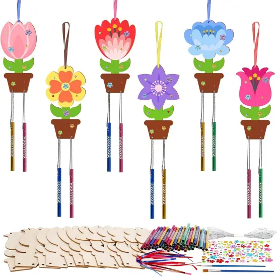 12 Pack Flower Wind Chime Craft for Kids {1}