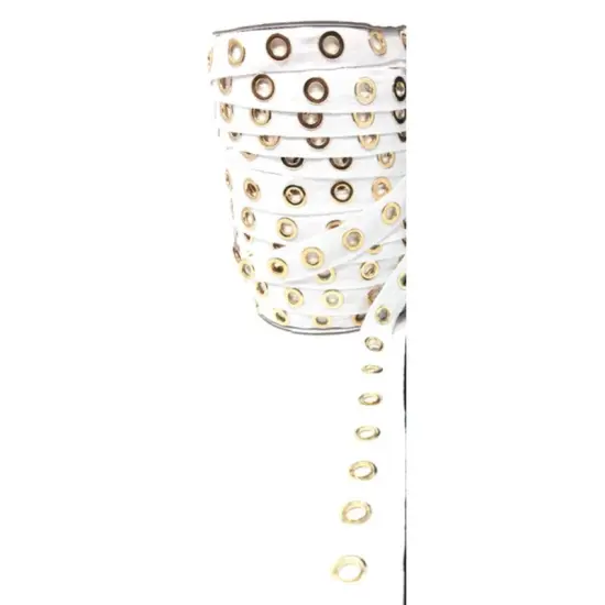 Eyelet Gold Plated Cotton Twill Tape Black or White Sold By the Yard {1}