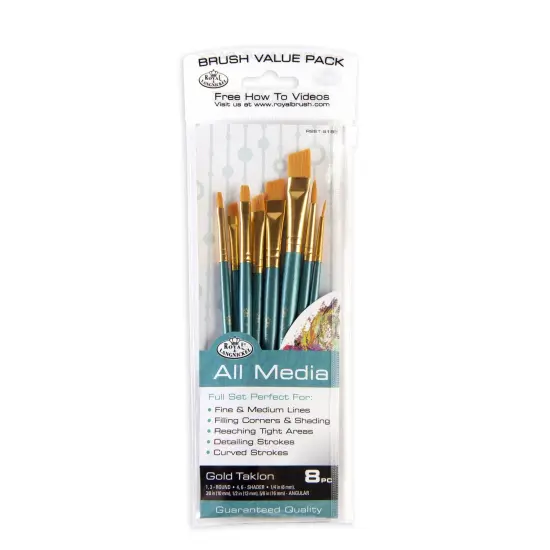 RSET-9186 | 8pc Golden Taklon Variety Brush Set {1}