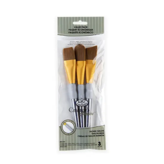 RCC 414 | Crafter's Choice&trade; 3pc Brown Taklon Large Brush Set {1}