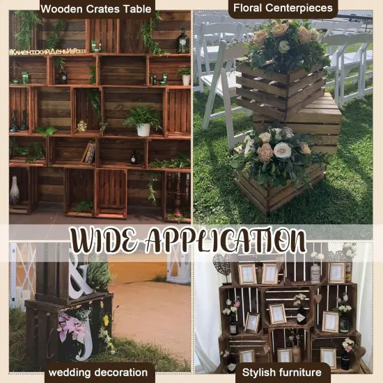 3 Pcs Decorative Wood Crates for Display, Farmhouse Wooden Basket for Storage Container and Decorations {3}