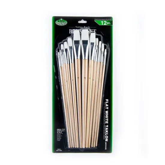 RSET-9605 | 12pc White Taklon Flat Brush Set {1}