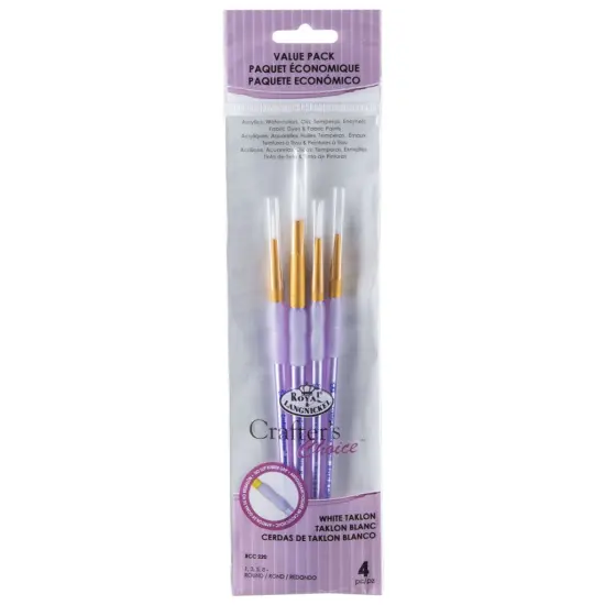 RCC 220 | Crafter's Choice&trade; 4pc White Taklon Round Brush Set {1}