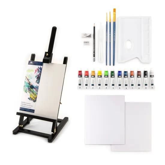 REA5744 | essentials&trade; 23pc Black Series Acrylic Paint H-Frame Easel Art Set {3}