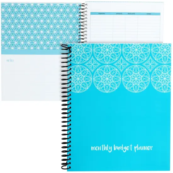 Blue Monthly Budget Planner, Bill Organizer with 24 Pockets for Receipts, Home Expense Tracker (8x10 In) {1}