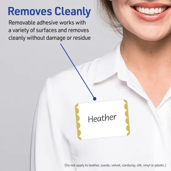Avery® Printable Rectangle Adhesive Name Tags, Gold Dots Edge Design, 2-1/3" x 3-3/8", Matte White Removable Name Tags, Laser/Inkjet, 80 Total, Great for Name Badges {3}