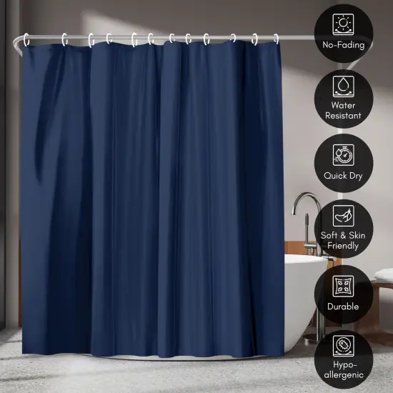 Americanflat 71x74 Solid Blue Shower Curtain - Water Resistant - Polyester Fabric {4}