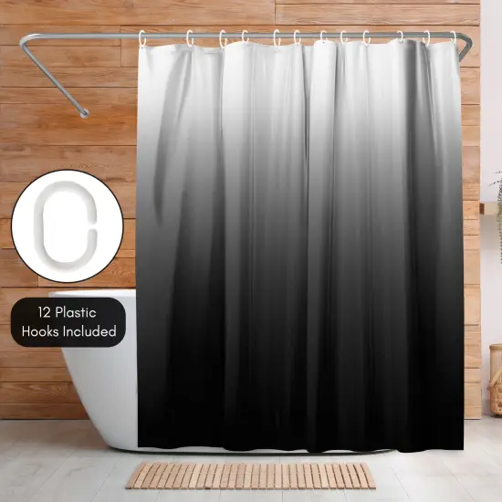 Americanflat 71x74 Ombre Black Shower Curtain - Water Resistant - Polyester Fabric {5}