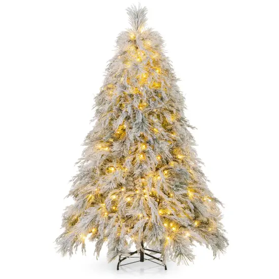 Costway 4.5/6/7 FT Pre-Lit Artificial Christmas Tree with 279/519/743 PVC & Pine Needles & PE Tips {1}