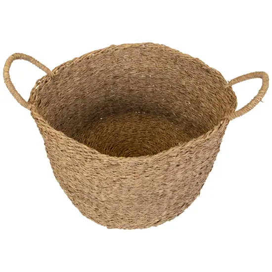 Northlight Natural Beige Round Seagrass Table and Floor Baskets - Set of 3 {6}