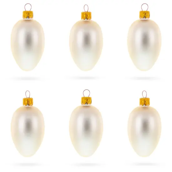Set of 6 Champagne Mini Glass Egg Ornaments 2.9 Inches {1}