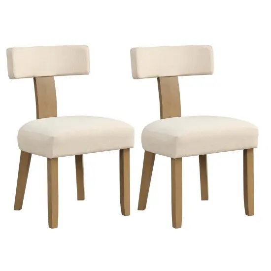 Costway Set of 2/4 Armless Dining Chairs with Curved Backrests & Padded Seat Cushions Beige {7}