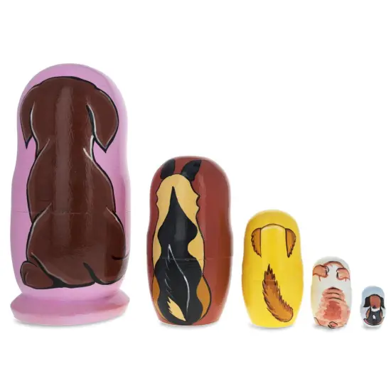 Five Dogs Wooden Nesting Dolls 5.75 Inches {4}
