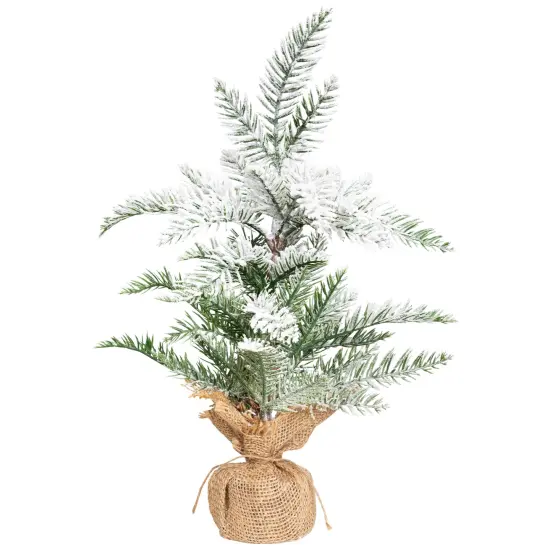 Northlight Heavily Flocked Pine in Burlap Base Christmas Tree - 17.75" - Unlit Green {3}