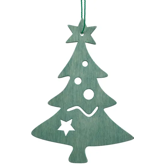 Northlight Wooden Cut Out Christmas Tree Ornament - 4.75" Teal Green {7}