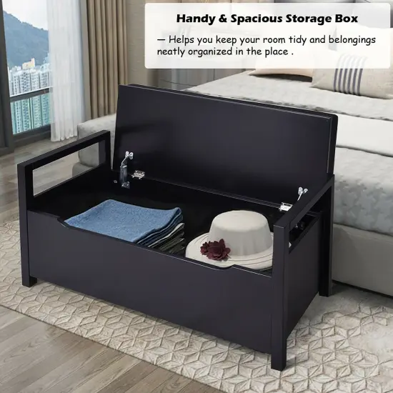 Costway Shoe Bench Storage Rack Cushion Seat Ottoman Bedroom Hallway Entryway Black/White {5}