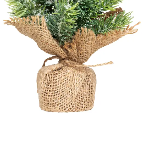 Northlight Frosted Icy Pine Tree in Burlap Base Christmas Tree - 11.75" - Unlit Green {4}