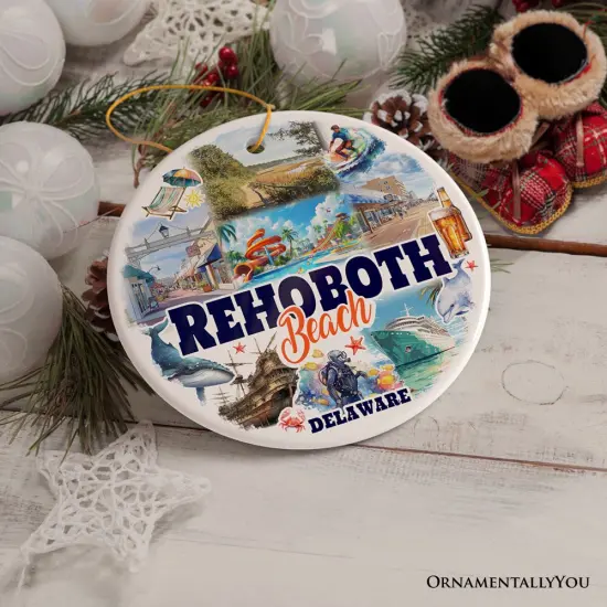 Rehoboth Beach Ceramic Ornament, Delaware Coastal Christmas Gift and Souvenir {2}