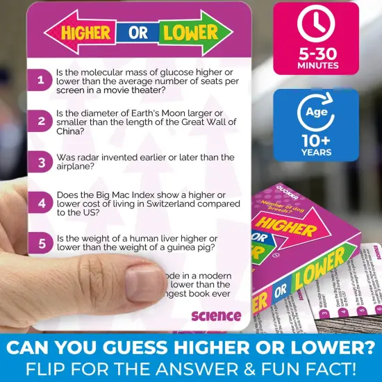 Board Game Higher or Lower Science | Family Card Game {3}