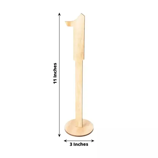 Natural 20 Wooden 11" Table Numbers 1-20 Set on Sticks Round Holder Base Party {4}
