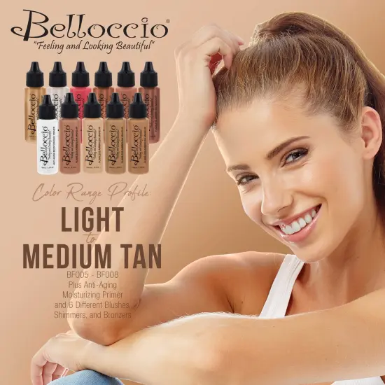 Belloccio Ultimate Airbrush Makeup & Spray Tanning System; Makeup & Tanning Airbrushes, Medium Shade Foundations, Blushes & Tanning Solution {4}