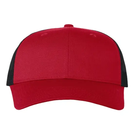Valucap&reg; Mesh Back Trucker Cap Comfortable Breathable Fit Red/ Black {1}