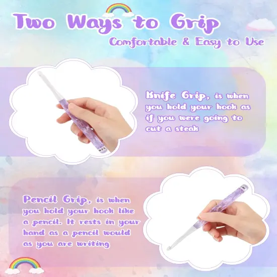 8PCS Inline Crochet Hooks Set, Crochet Needles for Crocheting Yarn, Non-Slip Crochet Hook Grips, Crochet Hooks for Arthritic Hands, Size 2.5mm-6mm Crochet Hooks, Cute Plastic Crochet Hooks {3}