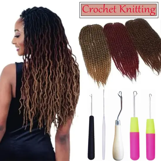 HAMIYELL Pack of 5 Different Sizes Latch Hook Crochet Needle Hook Tools for Braid Hair, Scarf Carpet Making and Other Crafts {4}