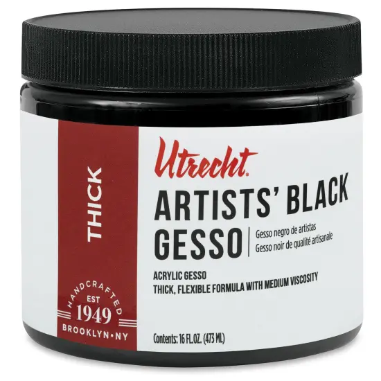 Utrecht Artists' Acrylic Gesso - Black, 16 oz {2}