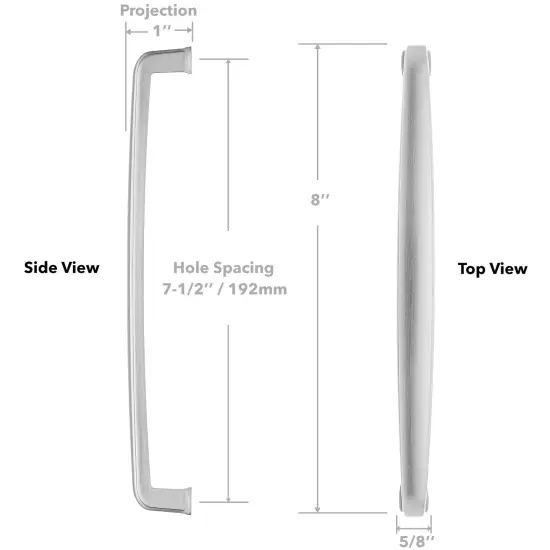 Cauldham Solid Kitchen Cabinet Handles (7-1/2" Hole Centers) - Drawer/Door Hardware - Style T765 - Satin Nickel {5}