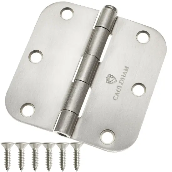 Cauldham Heavy-Duty 3-1/2" Interior Door Hinges with 5/8" Radius Corners - Satin Nickel {1}