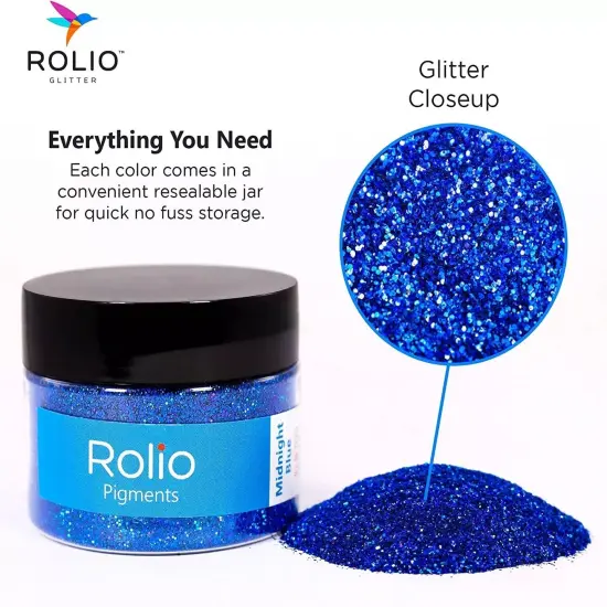 Rolio - 1 Jar Vibrant Holographic Glitter (Midnight Blue) - 1 oz {2}